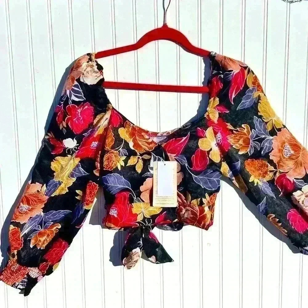 NEW Band Of Gypsies - SUPER CUTE BlackBerry crop top with ties! Band Of The Free